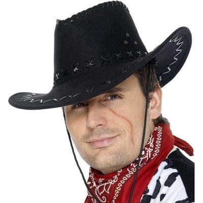 Suede Look Cowboy Hat Adult Black_1