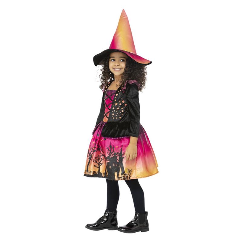 Sunset Witch Costume Child White Pink Black Orange Red_3