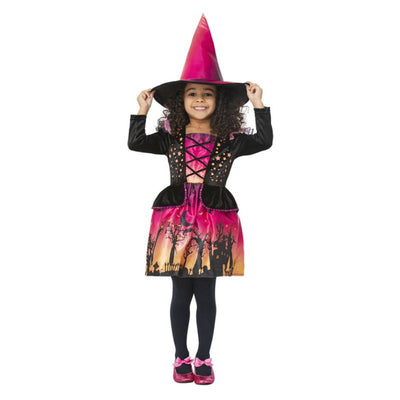 Sunset Witch Costume Child White Pink Black Orange Red_1