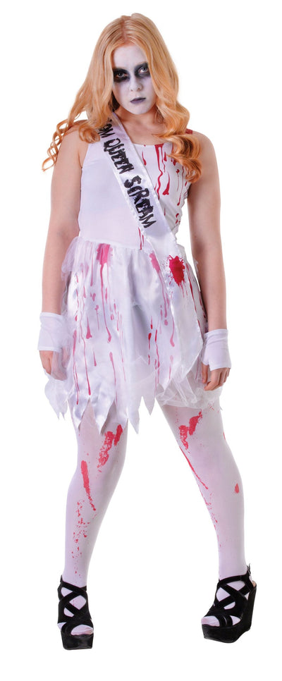 Bloody Prom Queen Teen Costume Female Uk Size 6 10 28" 30" Chest_1 TC108