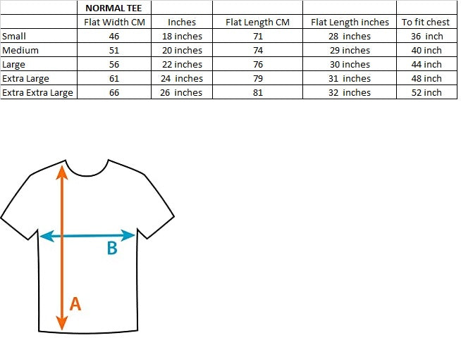 Supernatural Cakehole T-Shirt Adult Size Chart