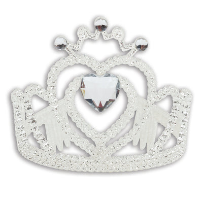 Tiara White Glitter + Heart Stone Costume Accessory_1