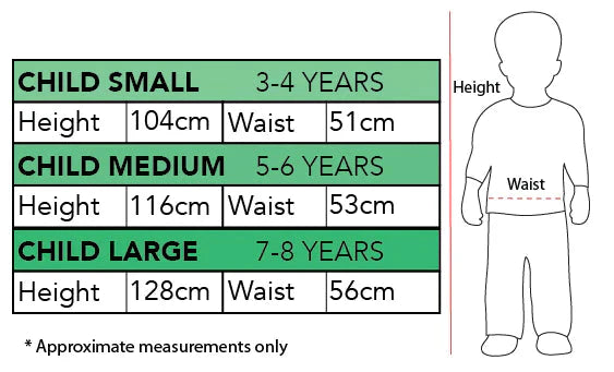 Size Chart Tiger Costume for Kids Tail and Hood Jumpsuit