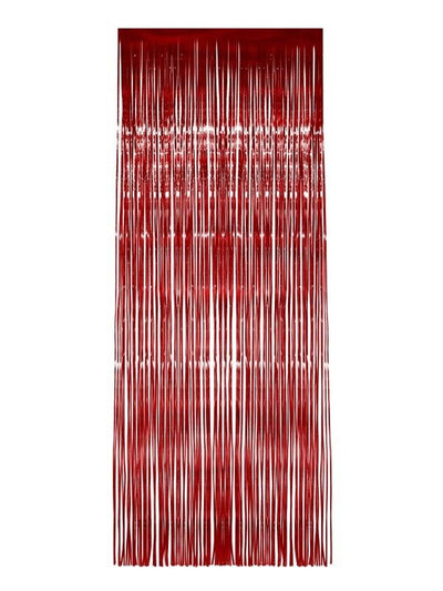 Tinsel Curtain Red Christmas Party Decoration Shimmer 91 x 244cm_1