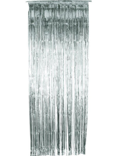 Tinsel Curtain Silver Christmas Party Decoration Shimmer 91 x 244cm_1