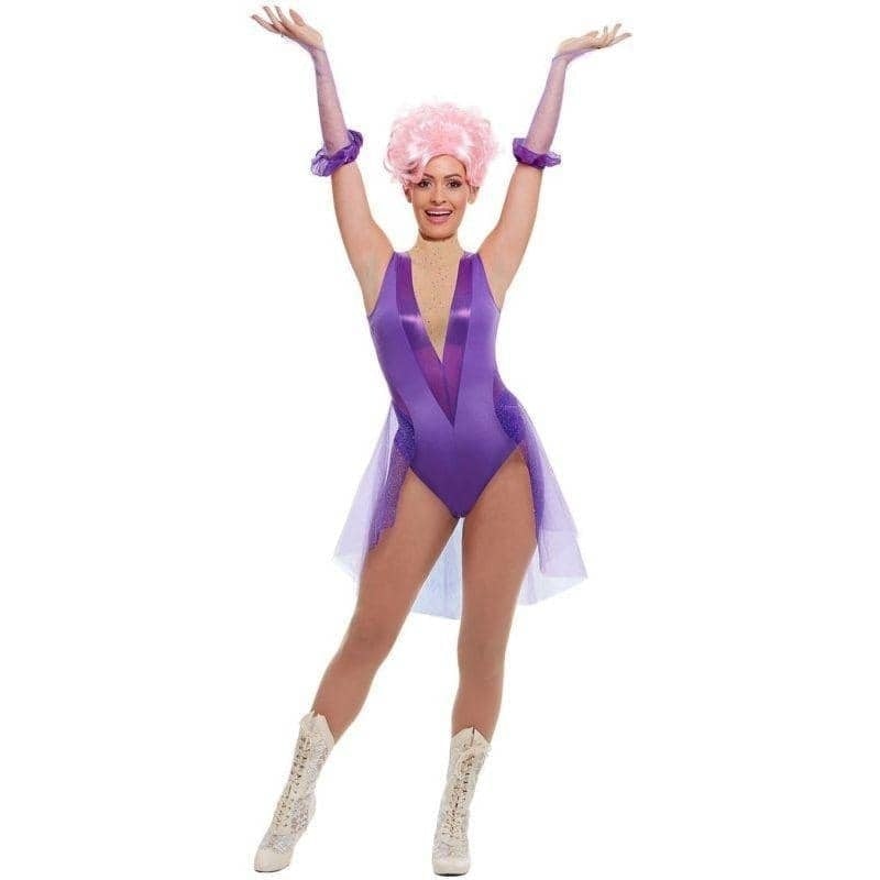 Trapeze Artist Costume Adult Purple Bodysuit Gloves_1