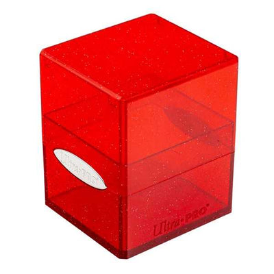 Satin Cube Deck Box - Glitter Red