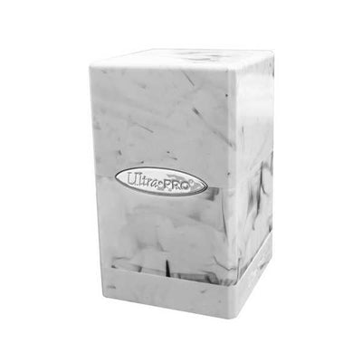 Marble Satin Tower Deck Box - White / Black