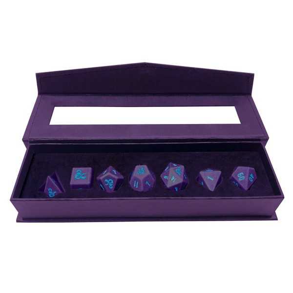 D&D Phandelver Campaign 7RPG Heavy Metal Dice - Royal Purple and Sky Blue