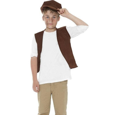 Victorian Urchin Set Kids Brown Wasitcoat Cap_1