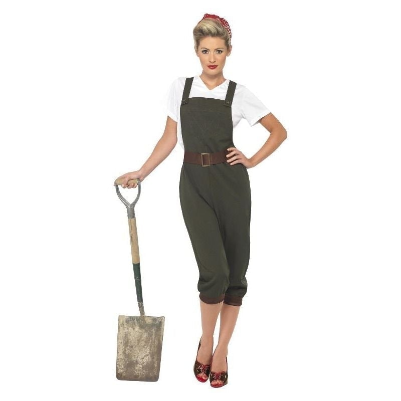 WW2 Land Girl Costume Adult Olive White_4