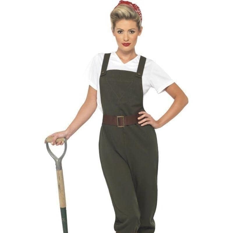 WW2 Land Girl Costume Adult Olive White_1