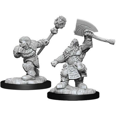 Magic the Gathering Unpainted Miniatures: Dwarf Fighter & Dwarf Cleric