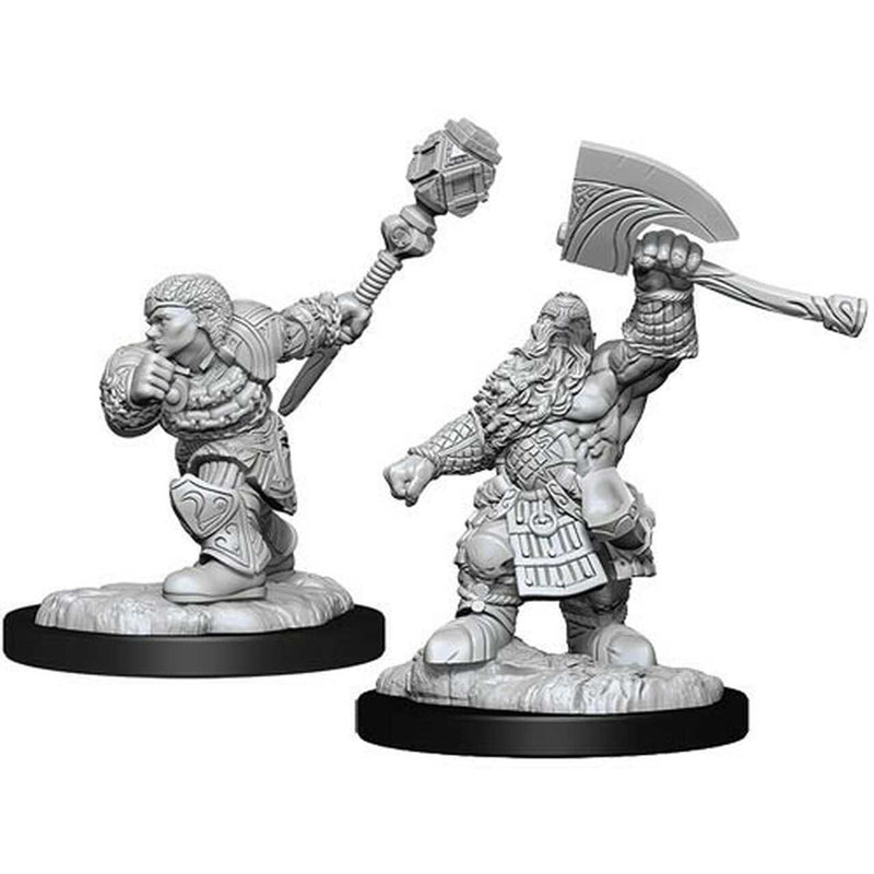 Magic the Gathering Unpainted Miniatures: Dwarf Fighter & Dwarf Cleric