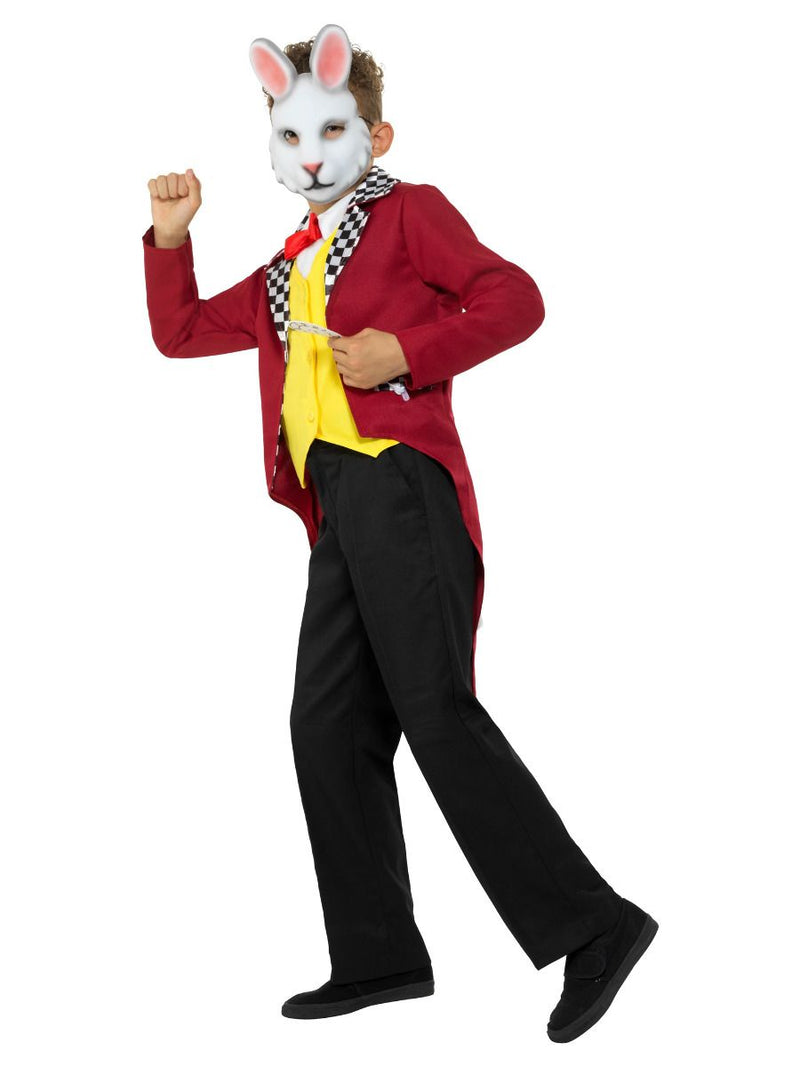 White Rabbit Costume Kids Red Jacket Mask_5