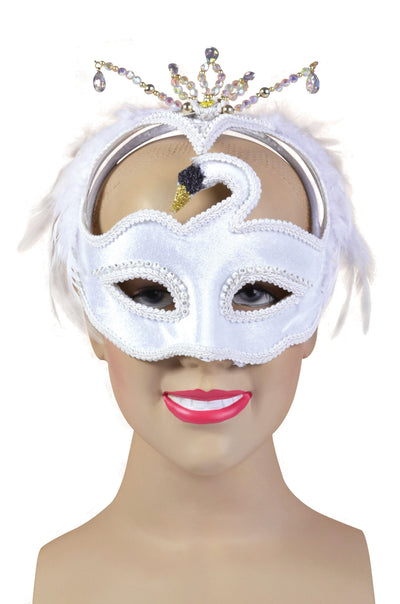 White Swan Mask Jewelled Faux Feathers_1