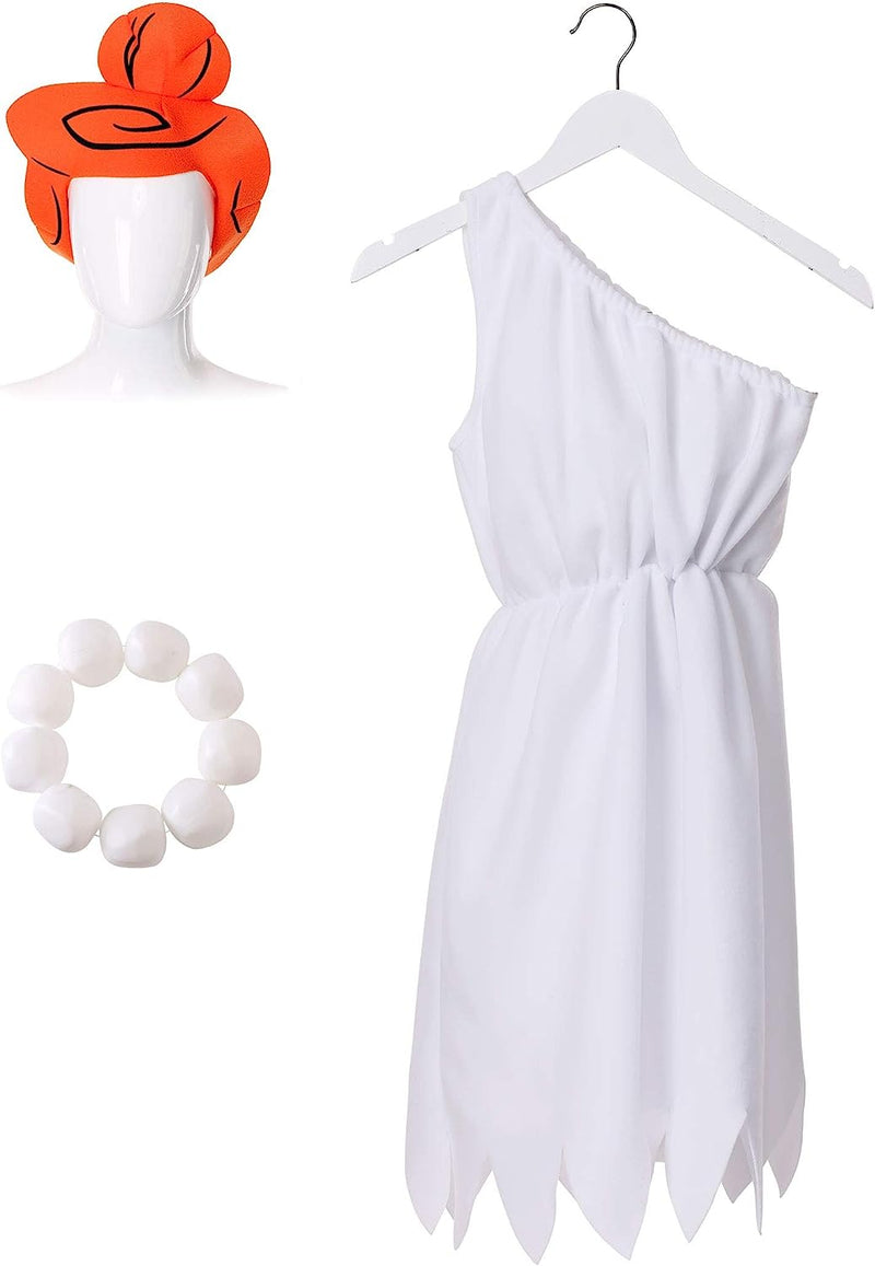 Wilma Flintstone Adult Costume Classic Cartoon White Dress_4