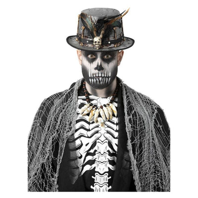 Witch Doctor Distressed Black Top Hat Adult_1