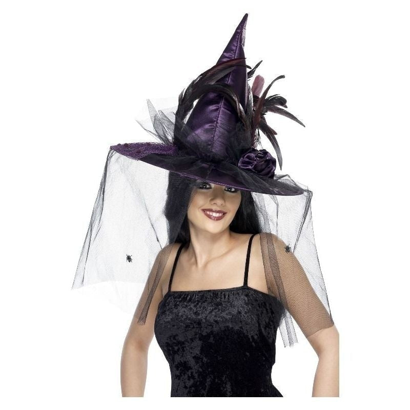 Witch Hat Adult Purple Feathers_2