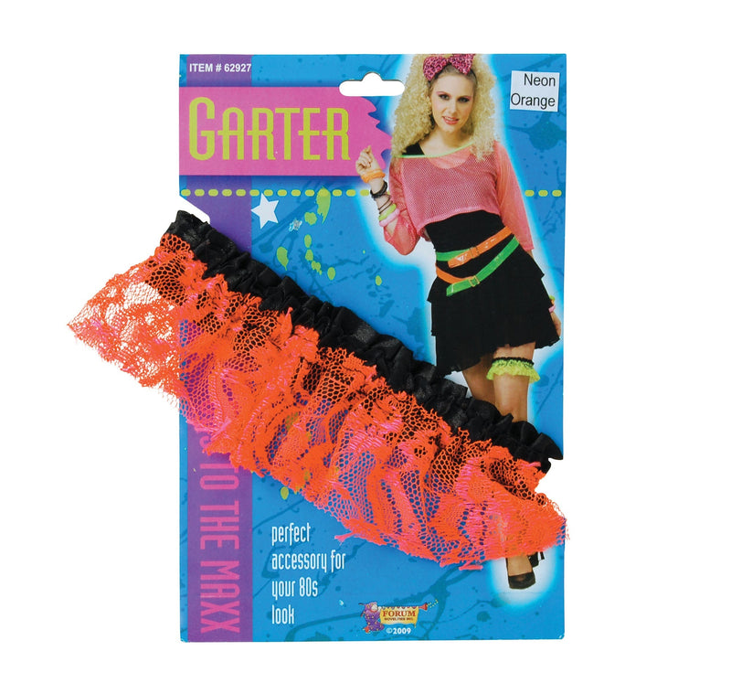 Womens 80s Neon Lace Garter Orange Costume Accessories Female Halloween_1