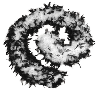 Womens Feather Boa 80g Black White Costume Accessories Female Halloween_1