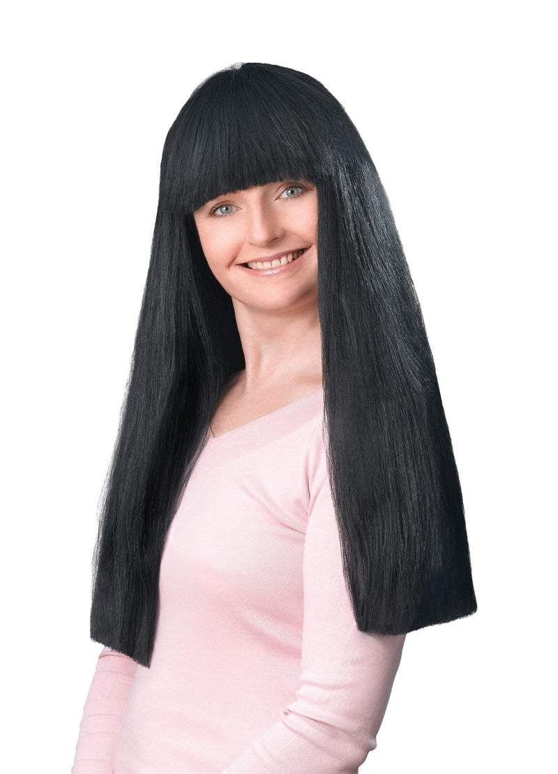 Womens Fringe 24" Black Budget Wig Wigs Female Halloween Costume_1