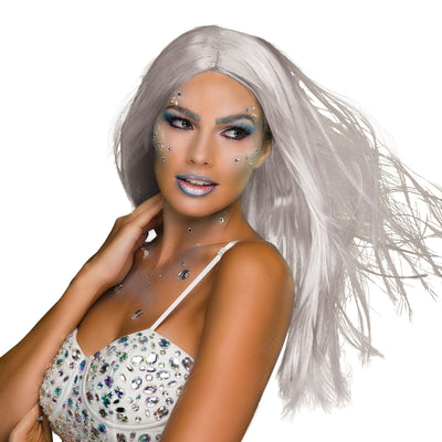 Womens Long 18" Wig Grey Wigs Female Halloween Costume_1