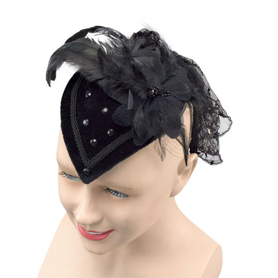 Womens Teardrop Hat Black Riding Hats Female Halloween Costume_1