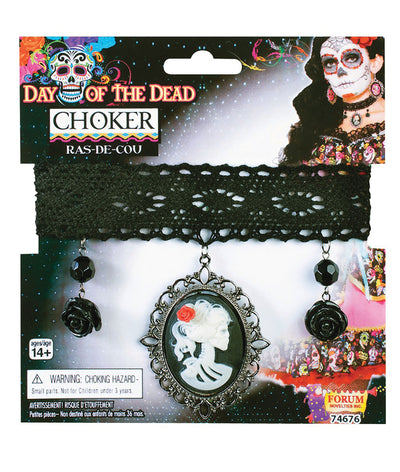 Day Of The Dead Choker Black Costume Accessories Female_1 X74676