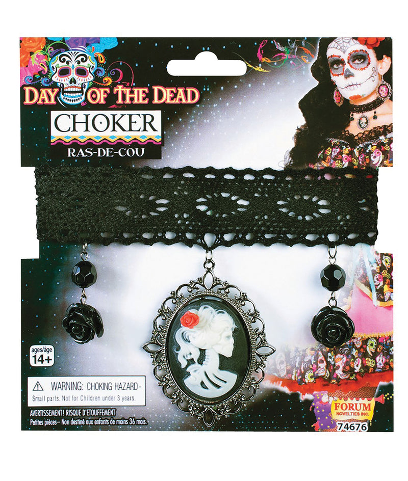 Day Of The Dead Choker Black Costume Accessories Female_1 X74676