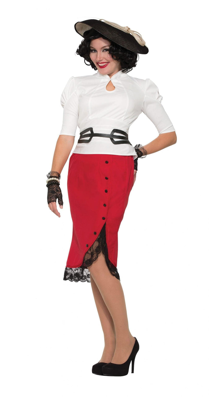 1940s Pencil Skirt Red Adult Costume