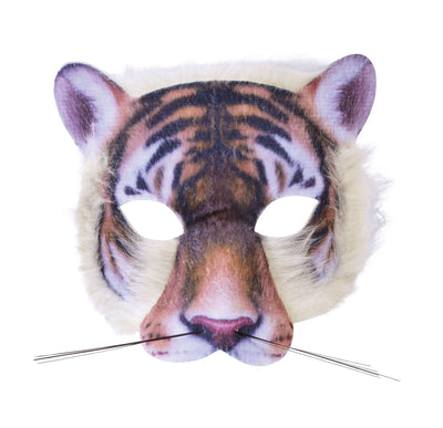 Tiger Face Mask Realistic Fur Plastic Masks Cardboard_1 X78179