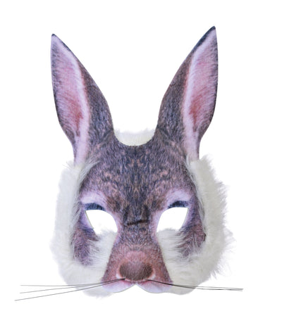 Bunny Face Mask Realistic Fur Plastic Masks Cardboard_1 X78554