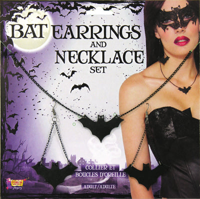 Bat Earring and Necklace Costume Accessories Female_1 X78923