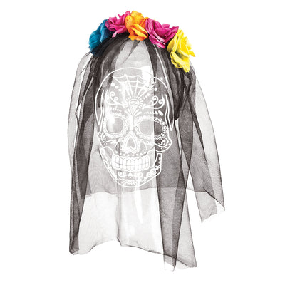 Day Of The Dead Headband With Printed Veil Costume Accessories Female_1 X79213