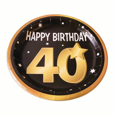 40th Birthday Paper Plates 9" 8 In Pkt_1 x81638