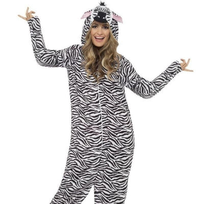 Zebra Costume Adult Black White Jumpsuit_1