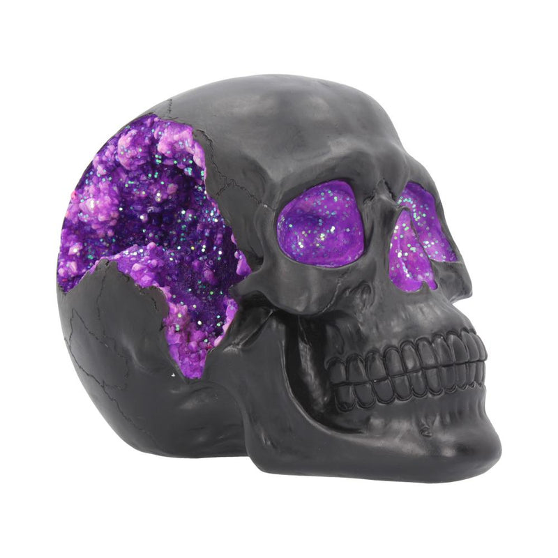 Geode Skull Black Purple Gothic Glitter Figurine 17cm