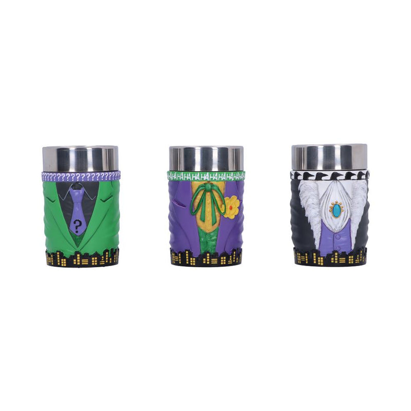 DC Batman Villain Mini Cup Set Featuring The Joker The Riddler and The Penguin