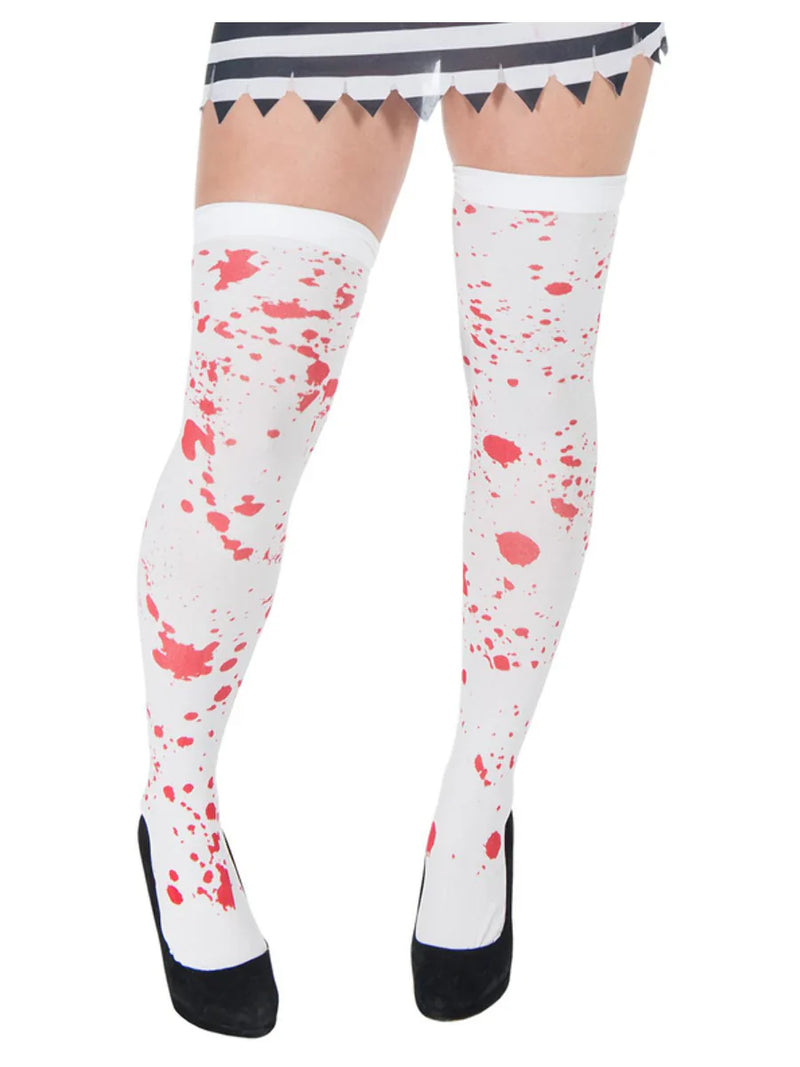 Blood Splattered Stockings White & Red Horror Costume Accessory