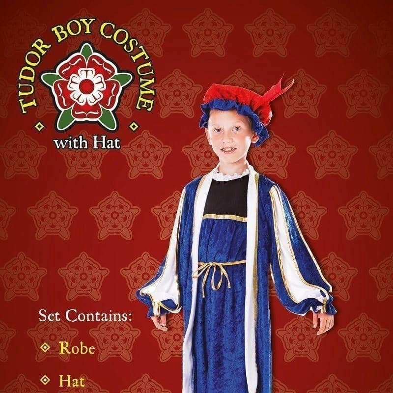 Boys Tudor Boy With Hat 128cm Childrens Costume Male Halloween_2 