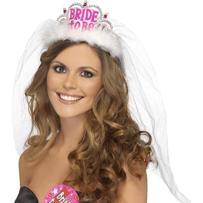 Bride To Be Tiara With Veil Adult White_1 sm-31913