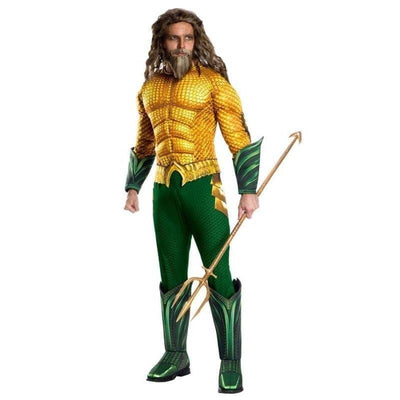 Aquaman Deluxe Adult Gold Green Costume 1 rub-821197STD MAD Fancy Dress