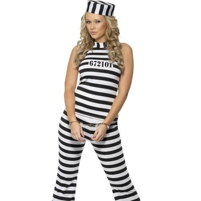 Convict Cutie Costume Adult White Black_1 sm-33723M