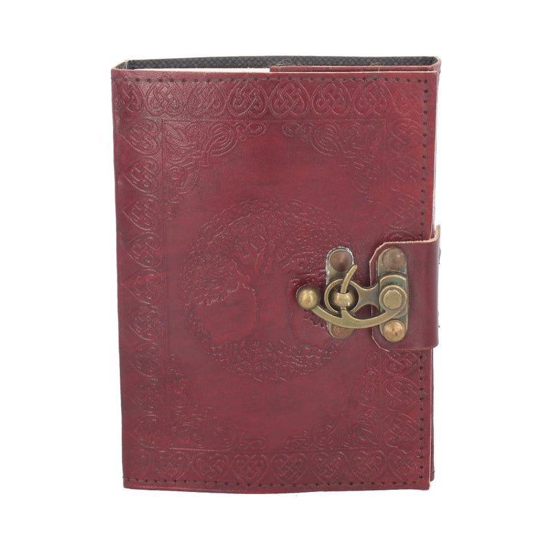Lockable Tree Of Life Red Leather Journal 13 x 18cm w/lock