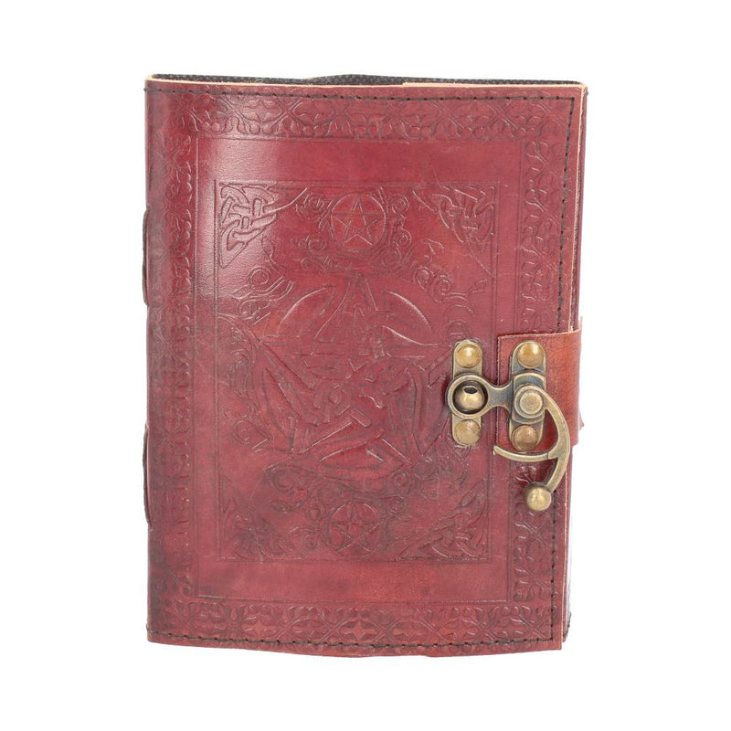 Lockable Pentagram Red Leather Journal 15 x 21cm w/lock