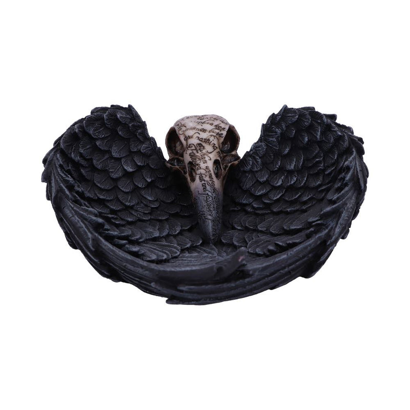 Edgar Allen Poes Nevermore Raven Skull Trinket Holder Jewellery Dish Edgars 17cm
