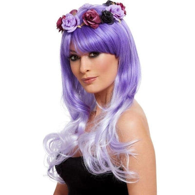 Day Of The Dead Glam Wig Adult Purple_1 sm-61120