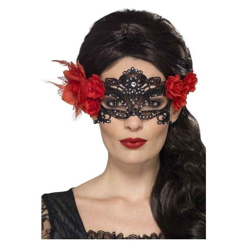 Day Of The Dead Lace Filigree Eyemask Adult Black_2 