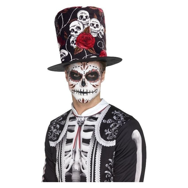 Day Of The Dead Skull & Rose Top Hat Adult Multi_2 